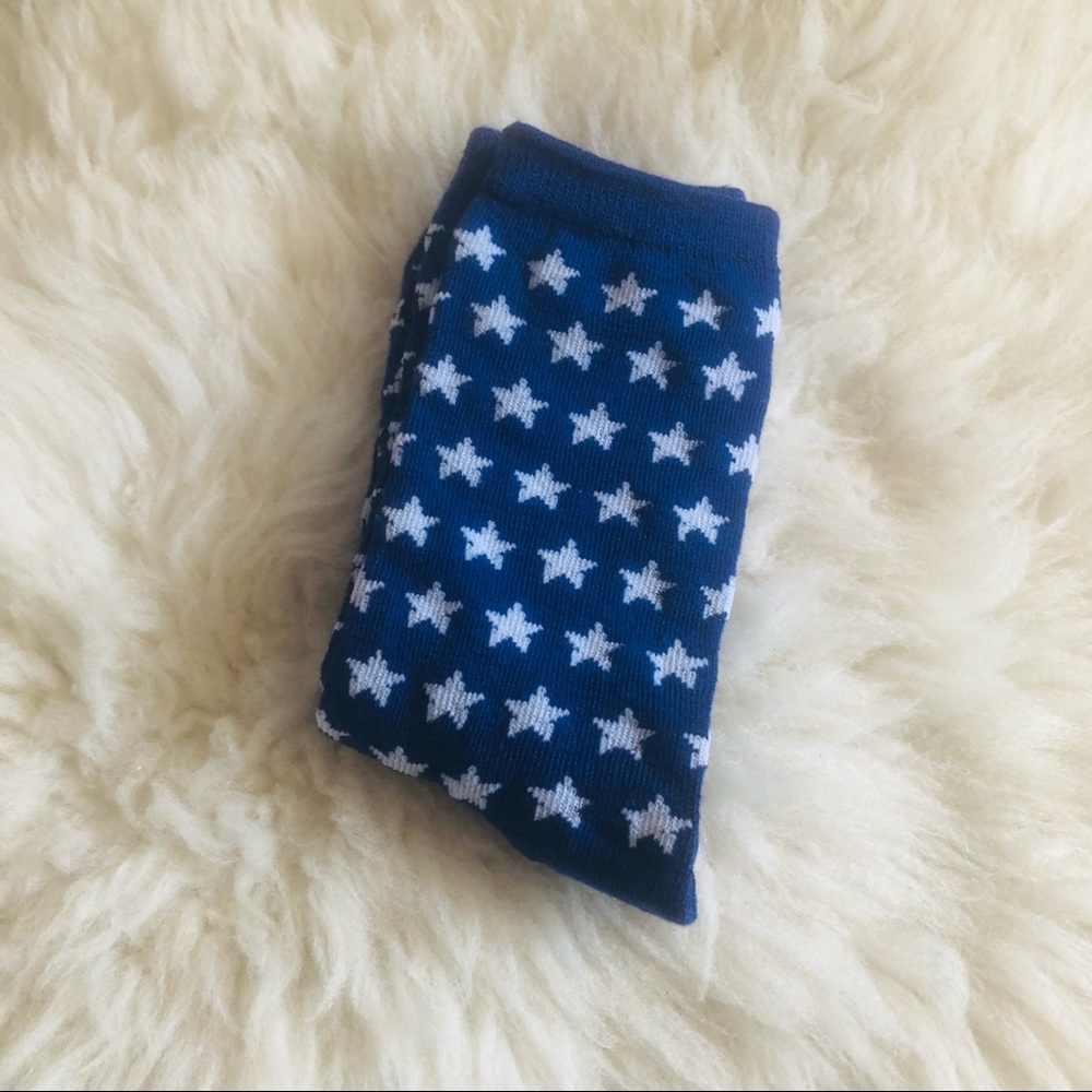 Patriotic White & Blue Star Socks Sz 6-9